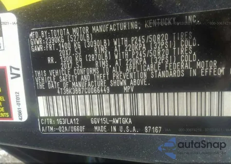 2012 Toyota Venza Limited V6 from USA, damaged, VIN 4T3BK3BB7CU066449